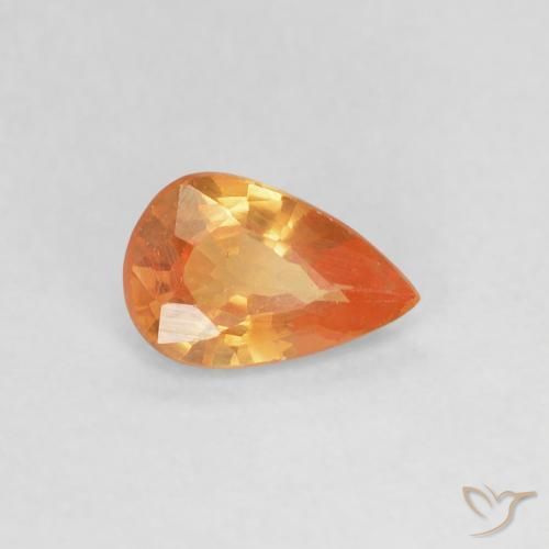 0.41ct Natürlicher hellorange Saphir, Birnenform, VVS-VS