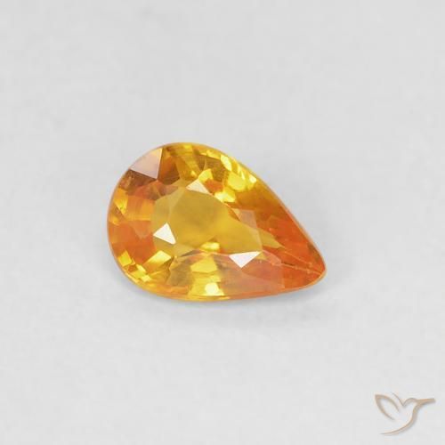 0.37ct Natürlicher Mittelorange Saphir, Birnenform, VVS-VS