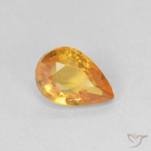 0.49ct Natürlicher Mittelorange Saphir, Birnenform, VVS-VS