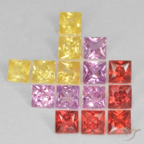 1.61 ct natürliche Mehrfarbig Saphir-Edelsteine, Quadrat, VS