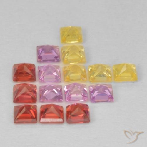 1.61 ct natürliche Mehrfarbig Saphir-Edelsteine, Quadrat, VS