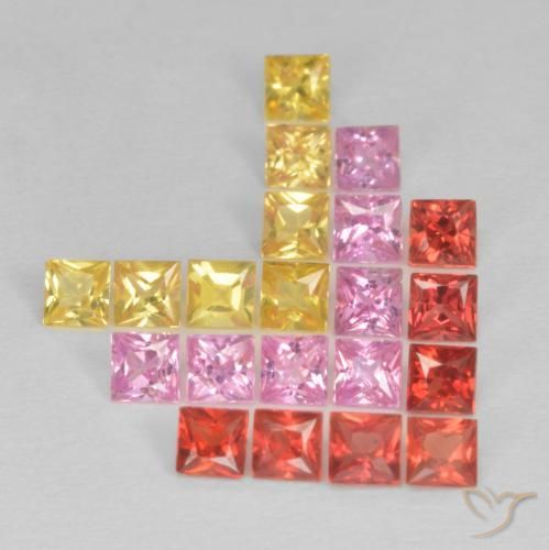 1.95 ct natürliche Mehrfarbig Saphir-Edelsteine, Quadrat, VS
