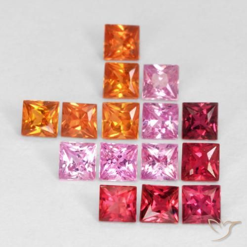 1.64 ct natürliche Mehrfarbig Saphir-Edelsteine, Quadrat, VS