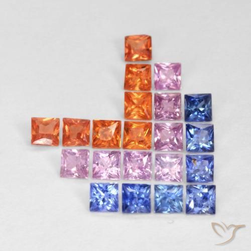 1.49 ct natürliche Mehrfarbig Saphir-Edelsteine, Quadrat, VS