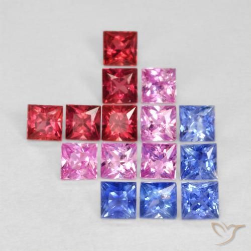 1.58 ct natürliche Mehrfarbig Saphir-Edelsteine, Quadrat, VS