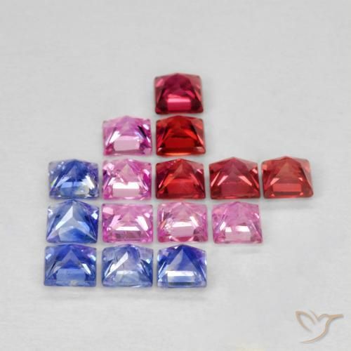 1.58 ct natürliche Mehrfarbig Saphir-Edelsteine, Quadrat, VS