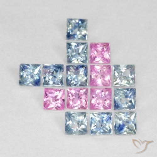 1.78 ct natürliche Mehrfarbig Saphir-Edelsteine, Quadrat, VS