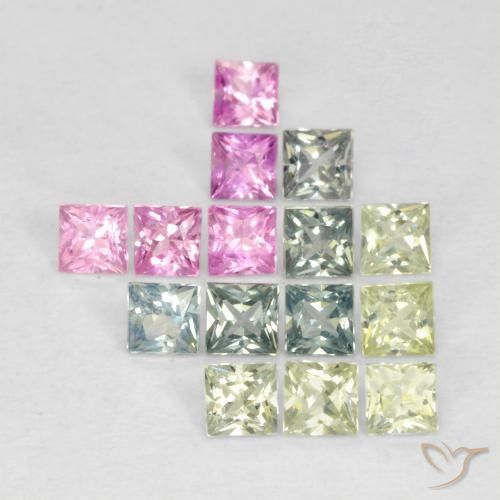 1.65 ct natürliche Mehrfarbig Saphir-Edelsteine, Quadrat, VS