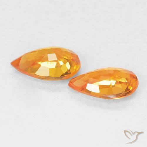 0.90 ct natürliche hellorange Saphir-Edelsteine, Birnenform, VVS-VS