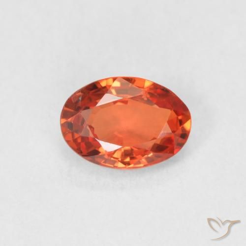 0.60ct Natürlicher rötlich-orange Saphir, Oval, VVS-VS