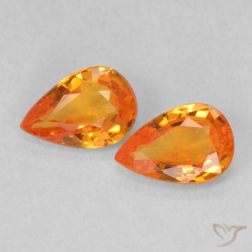 0.96ctw Natürlicher hellorange Saphir, Birnenform, VS
