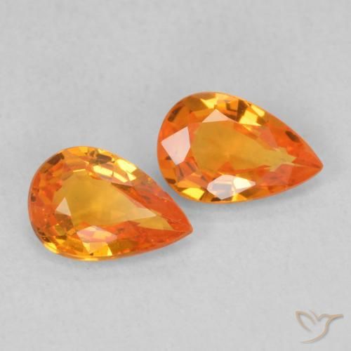 0.96 ct natürliche hellorange Saphir-Edelsteine, Birnenform, VS