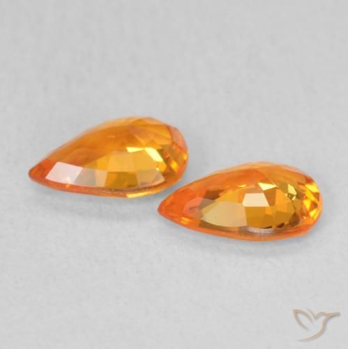 0.96 ct natürliche hellorange Saphir-Edelsteine, Birnenform, VS