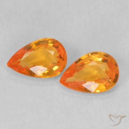 0.96ctw Natürlicher hellorange Saphir, Birnenform, VS