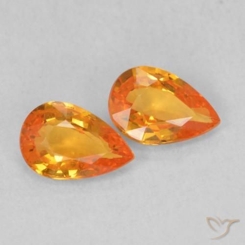 0.96 ct natürliche hellorange Saphir-Edelsteine, Birnenform, VS
