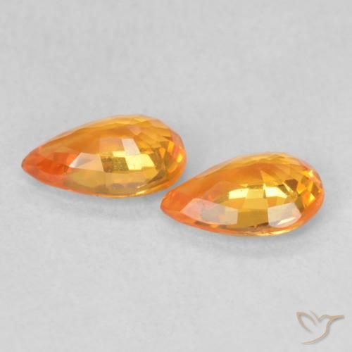 0.96 ct natürliche hellorange Saphir-Edelsteine, Birnenform, VS