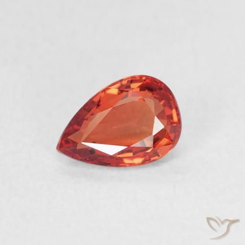0.56ct Natürlicher rötlich-orange Saphir, Birnenform, VVS-VS