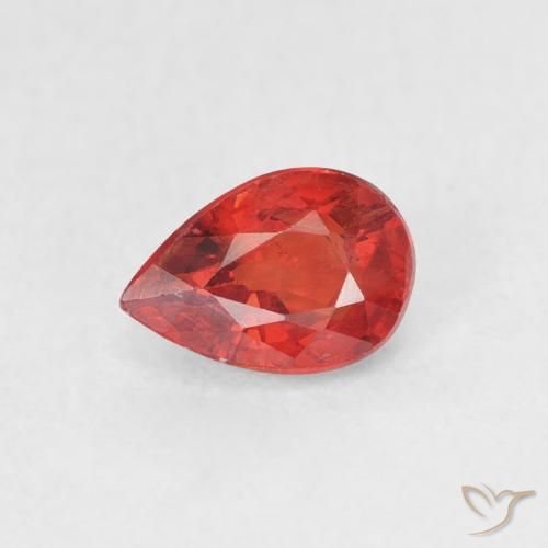 0.68ct Natürlicher Feuerrot Saphir, Birnenform, VS
