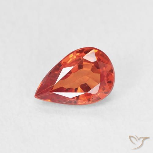 0.63ct Natürlicher Warmes Orange Saphir, Birnenform, VS
