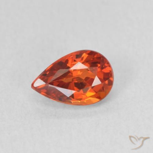 0.69ct Natürlicher rötlich-orange Saphir, Birnenform, VVS-VS