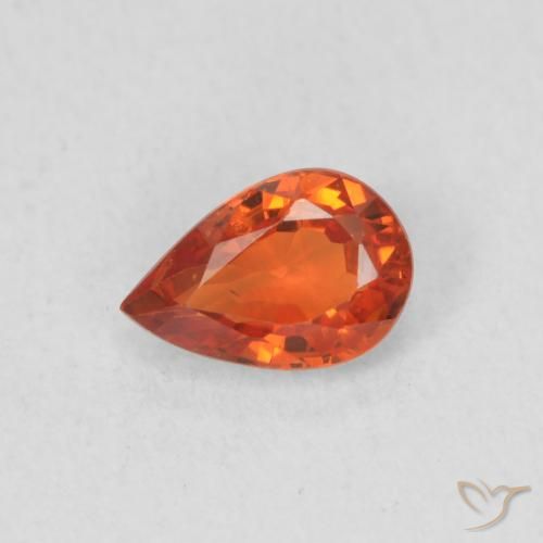 0.59ct Natürlicher rötlich-orange Saphir, Birnenform, VS