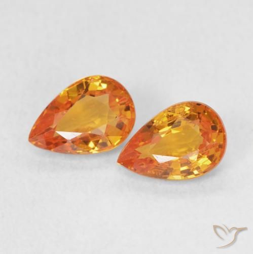 1.09 ct natürliche hellorange Saphir-Edelsteine, Birnenform, VS