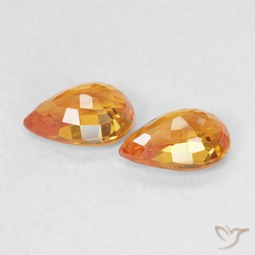 1.09 ct natürliche hellorange Saphir-Edelsteine, Birnenform, VS