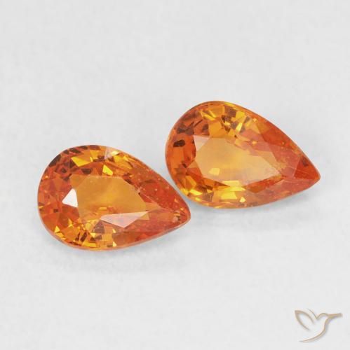 1.07 ct natürliche hellorange Saphir-Edelsteine, Birnenform, VS