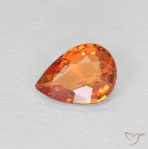 0.69ct Natürlicher hellorange Saphir, Birnenform, VS