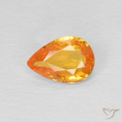 0.68ct Natürlicher Mittelorange Saphir, Birnenform, VS