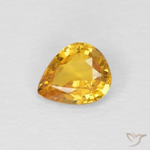 0.60ct Natürlicher Golden Saphir, Birnenform, VS