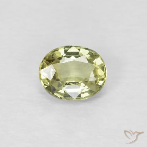 0.50ct Natürlicher hellgrünlich-gelb Saphir, Oval, VVS