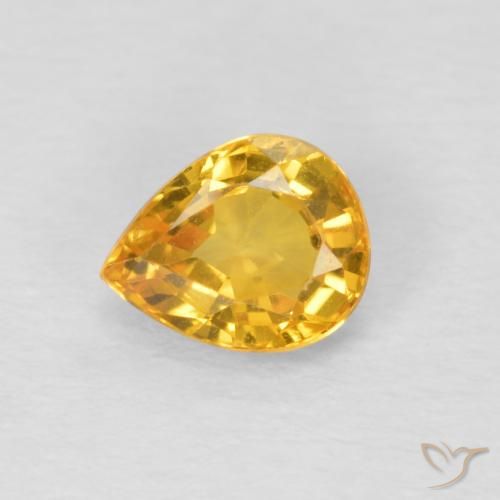 0.70ct Natürlicher gold-orange Saphir, Birnenform, VVS