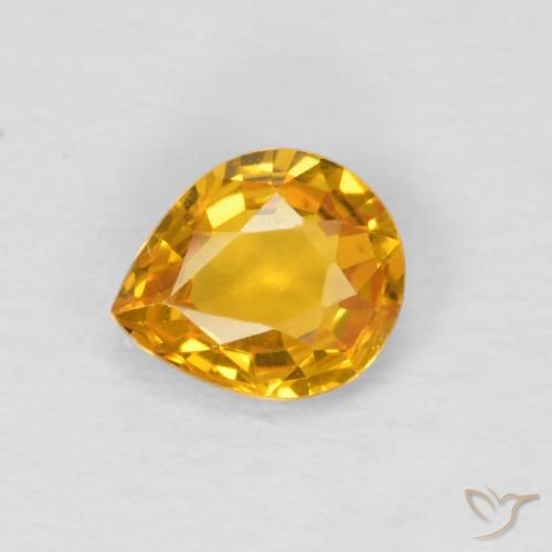 0.61ct Natürlicher Medium Light Orange-Gold Saphir, Birnenform, VS