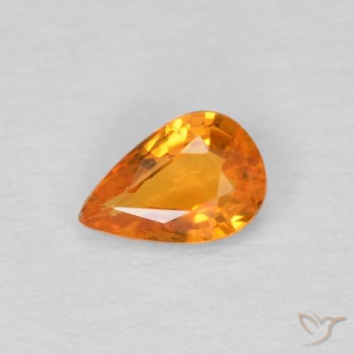 0.47ct Natürlicher hellorange Saphir, Birnenform, VS