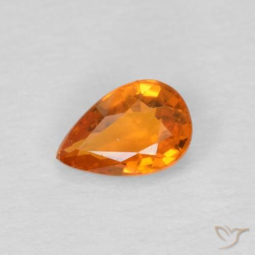 0.57ct Natürlicher Mittelorange Saphir, Birnenform, VS