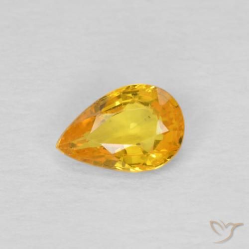 0.45ct Natürlicher gold-orange Saphir, Birnenform, VS