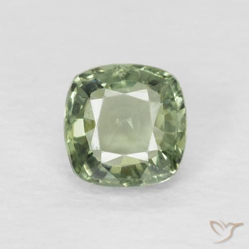 0.56ct Natürlicher hellgrün Saphir, Kissen, VVS