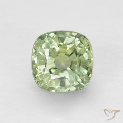 0.88ct Natürlicher Helles Salbeigrün Saphir, Kissen, VVS-VS