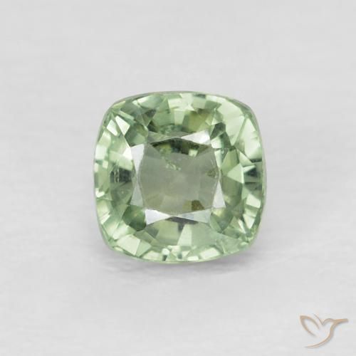 0.69ct Natürlicher Blasses Gelbgrün Saphir, Kissen, VVS-VS, Photo A