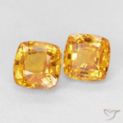 1.00 ct natürliche Mittel Orange-Gold Saphir-Edelsteine, Kissen, VVS-VS