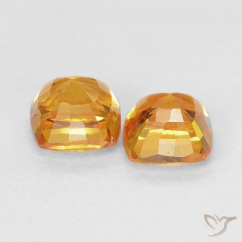 1.00 ct natürliche Mittel Orange-Gold Saphir-Edelsteine, Kissen, VVS-VS