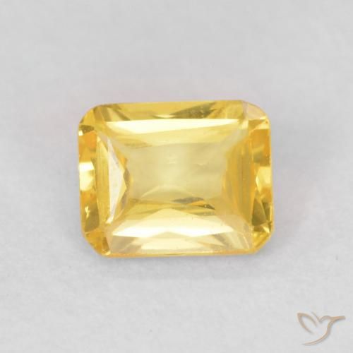 0.50ct Natürlicher Mittelgold Saphir, Smaragdschliff, VVS-VS