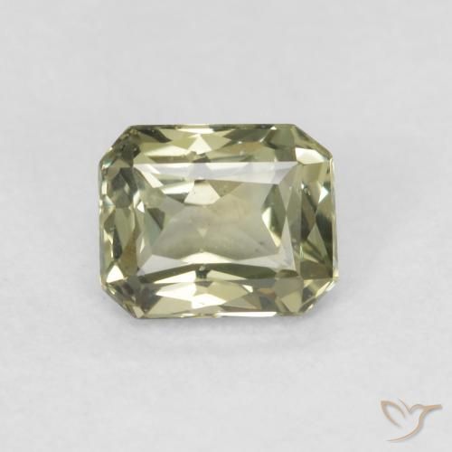 0.57ct Natürlicher Olivgrün Saphir, Smaragdschliff, VVS-VS