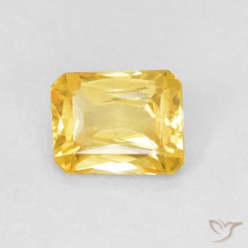 0.49ct Natürlicher Mittelgold Saphir, Smaragdschliff, VVS-VS