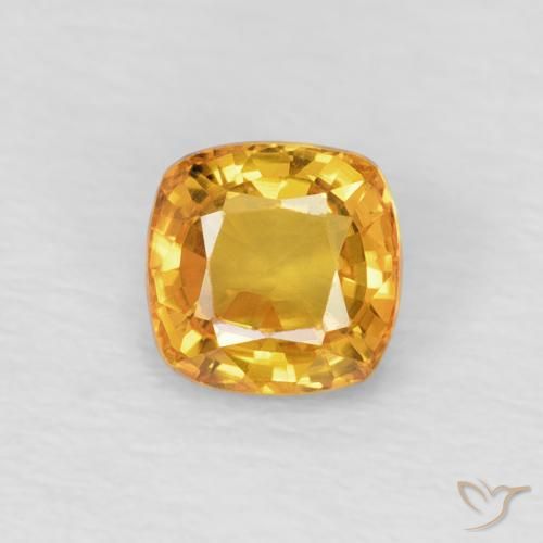 0.60ct Natürlicher Mittel Orange-Gold Saphir, Kissen, VVS