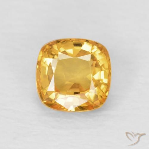 0.63ct Natürlicher Tiefes Goldorange Saphir, Kissen, VVS