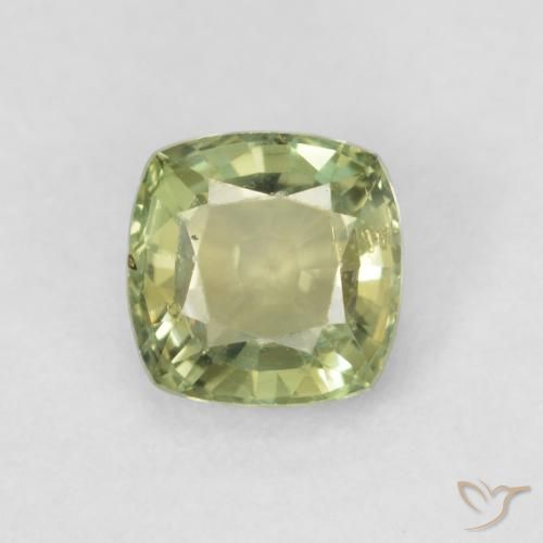 0.58ct Natürlicher gelblich-grün Saphir, Kissen, VVS-VS