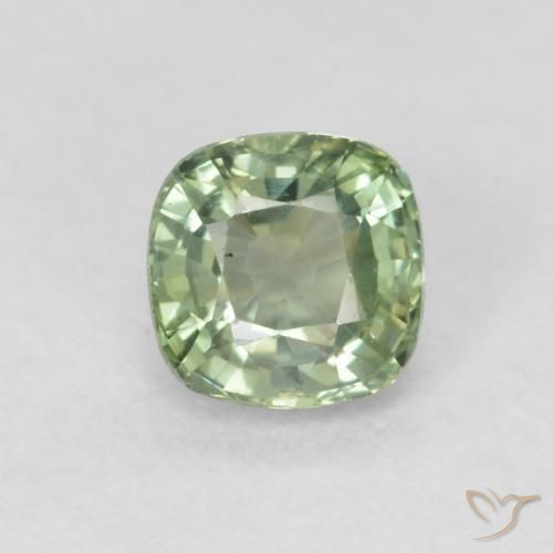 0.55ct Natürlicher Sehr helles Salbeigrün Saphir, Kissen, VVS