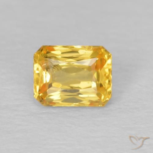 0.58ct Natürlicher Golden Saphir, Smaragdschliff, VS